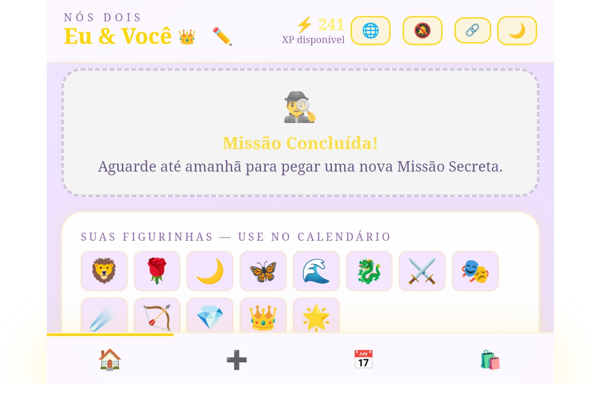Conclua missões secretas com seu amor